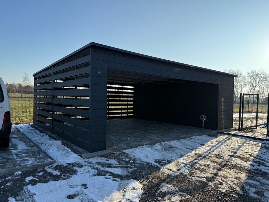 Wiata garazowa, blaszana