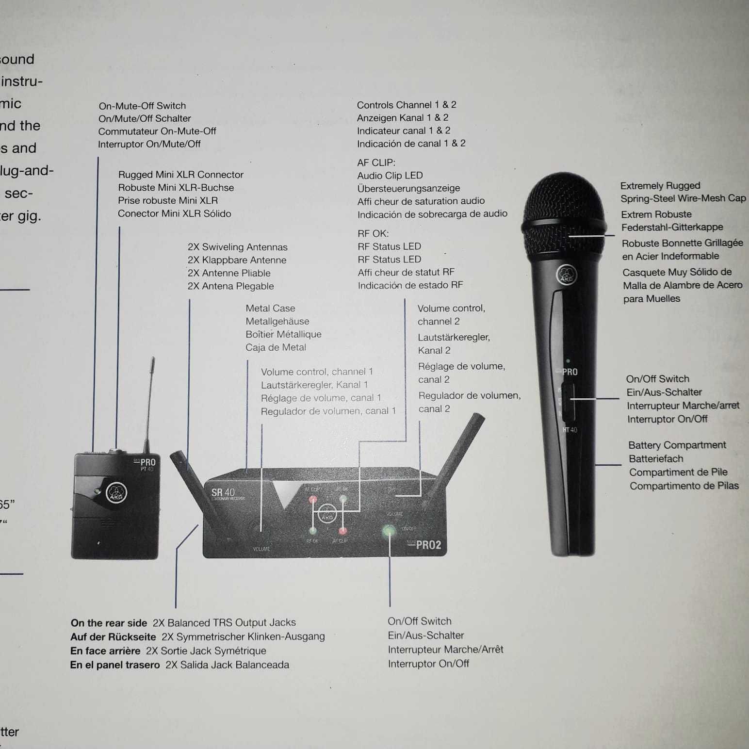 Microfone AKG SR 40 Mini DUAL Pro WMS40 MIni Dual Mixed Set
