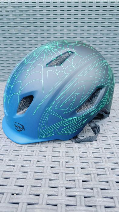 Kask rowerowy dla dzieci niebieski zielone wzory Nowy