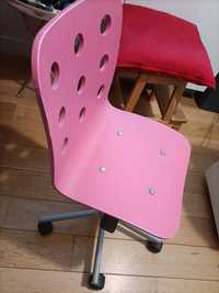 Krzesło biurkowe obrotowe Ikea różowe dziecięce plus poduszka