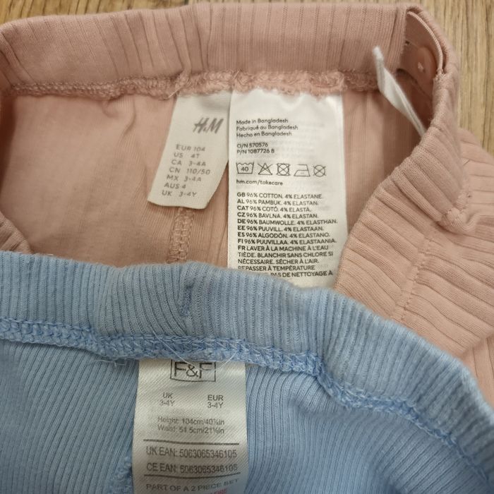 Prążkowane legginsy 104 H&M F&F bawełniane spodnie w prążki