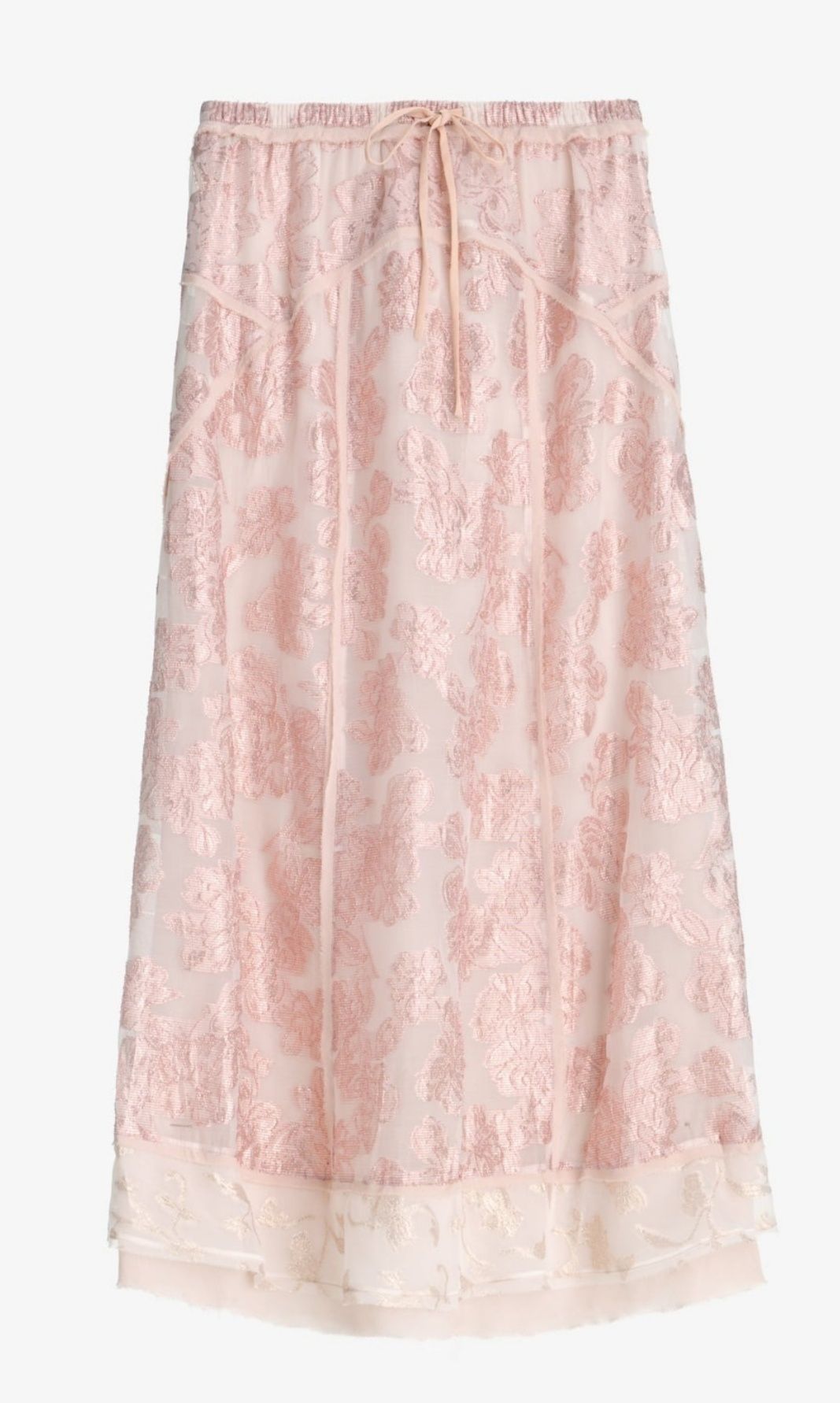 Długa spódnica z metalizowaną różową nicią, roz. XS, nowa, zara