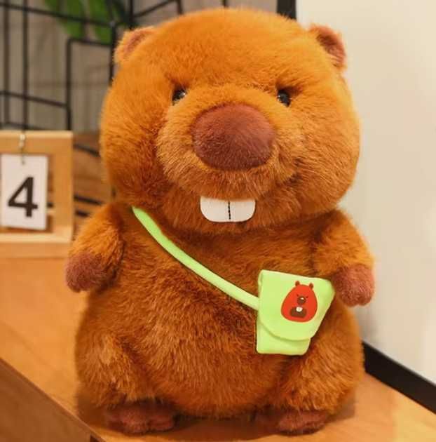 Мягкая Игрушка-подушка бобер с пледом внутри (50 см)