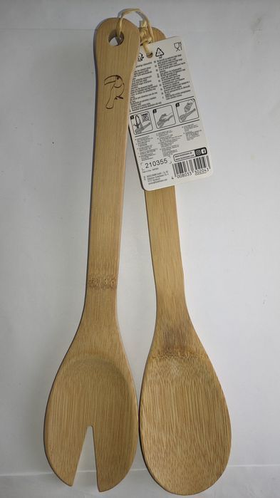 Sztućce do salatek 30cm 2 sztuki zestaw bambusowe łyżki feckelmann eko