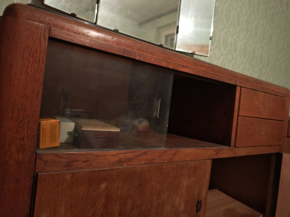 Toaletka z lustrem i dwie szafki nocne solidne drewno styl vintage
