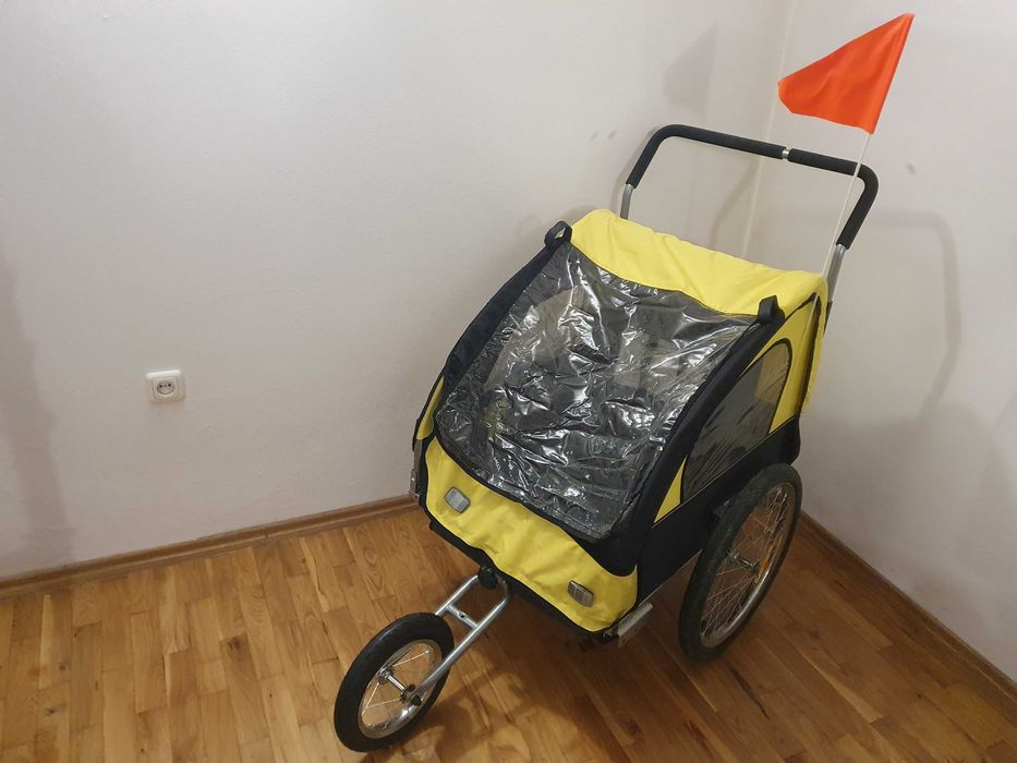 Przyczepka rowerowa dwuosobowa, wózek Sportiko, bagażnik, stan bdb!!