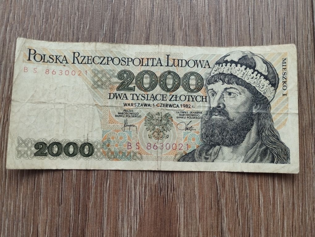 Banknot PRL 2000 złotych seria BS