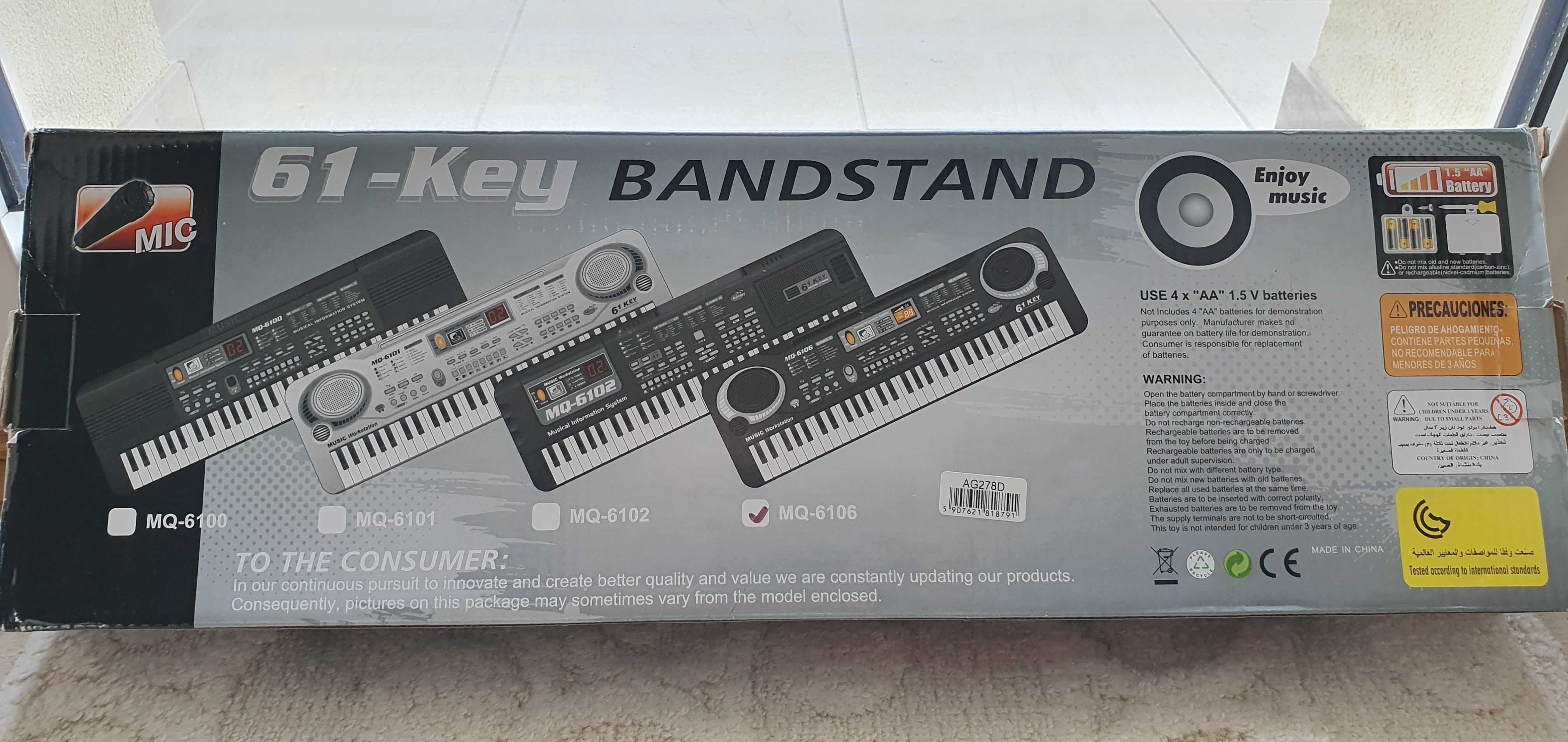 Keyboard syntezator pianino MQ 6106 z mikrofonem - NOWY