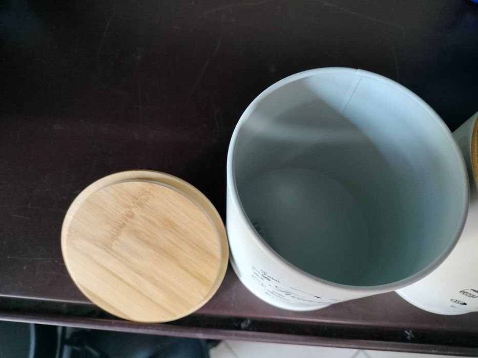 Zestaw 3 pojemników na kawę cukier herbatę nowe eleganckie białe niemi