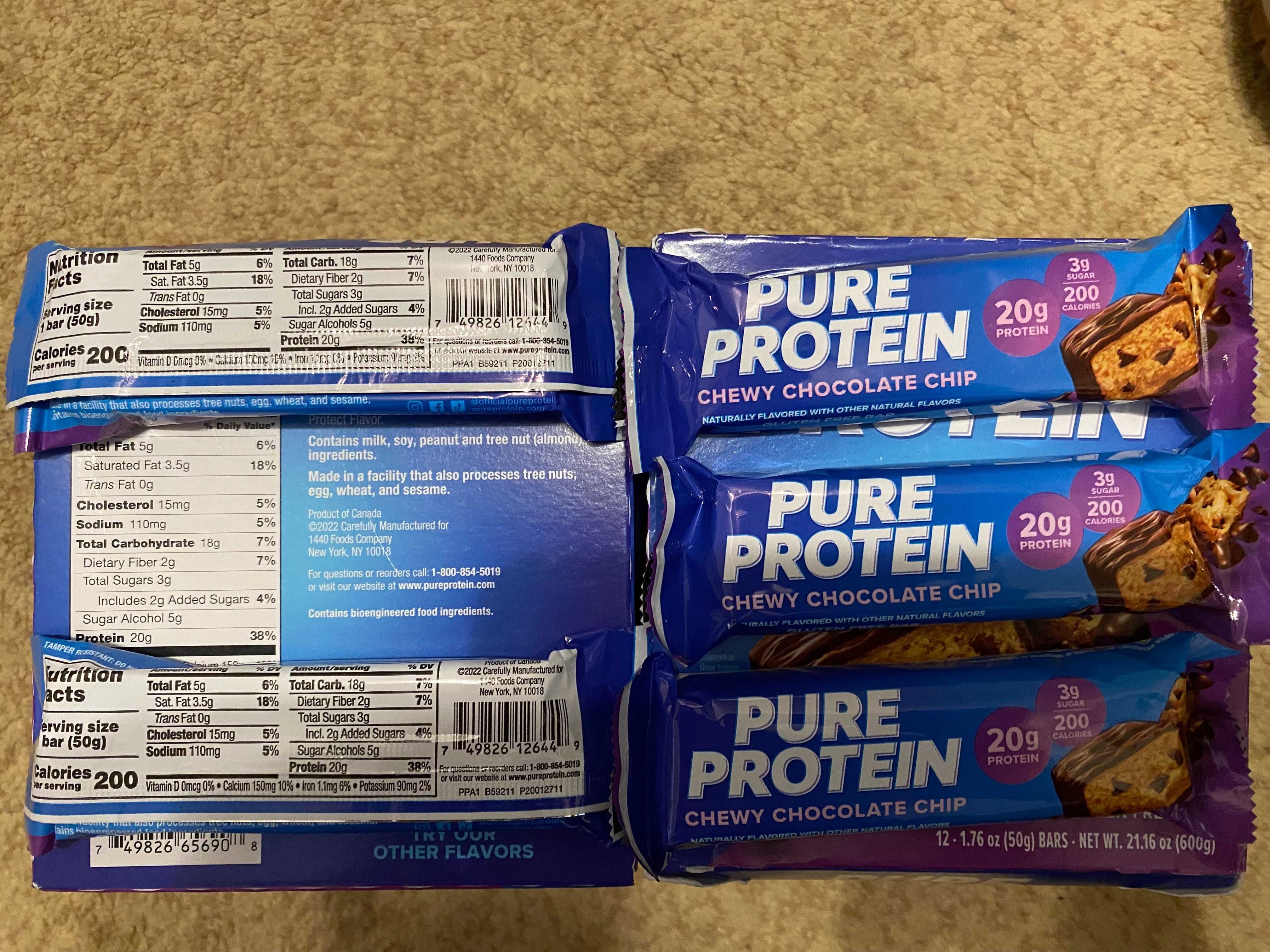 Протеїнові батончики Pure Protein Chewy Chocolate Chip із США