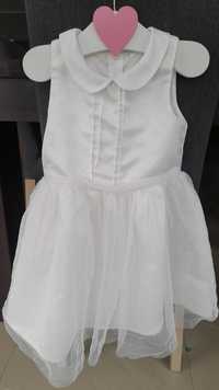 Wizytowa biała sukienka dla dziewczynki roz 116