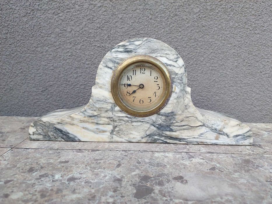 88 Stary zegar kominkowy stołowy chodzik sprawny miniaturka marmurowy