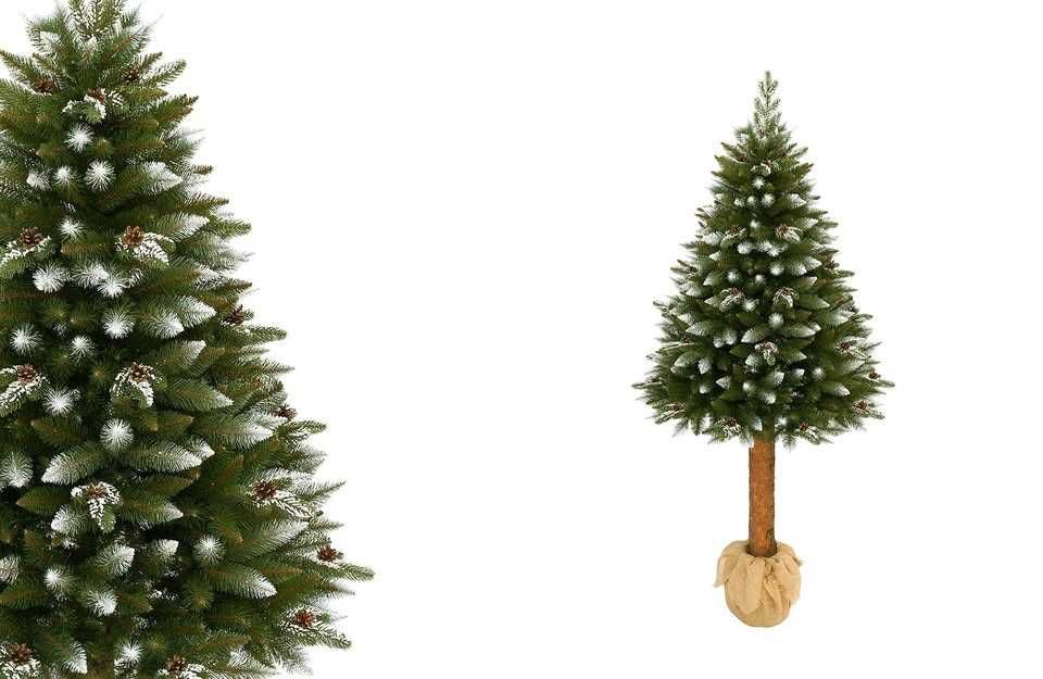 Choinka na pniu 220 cm/Świerk ośnieżony z gałązkami PE