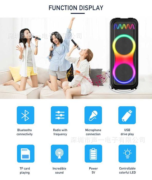 Акустична система 100 Вт з 2шт PartyBox мікрофонами не JBL 310 320 710