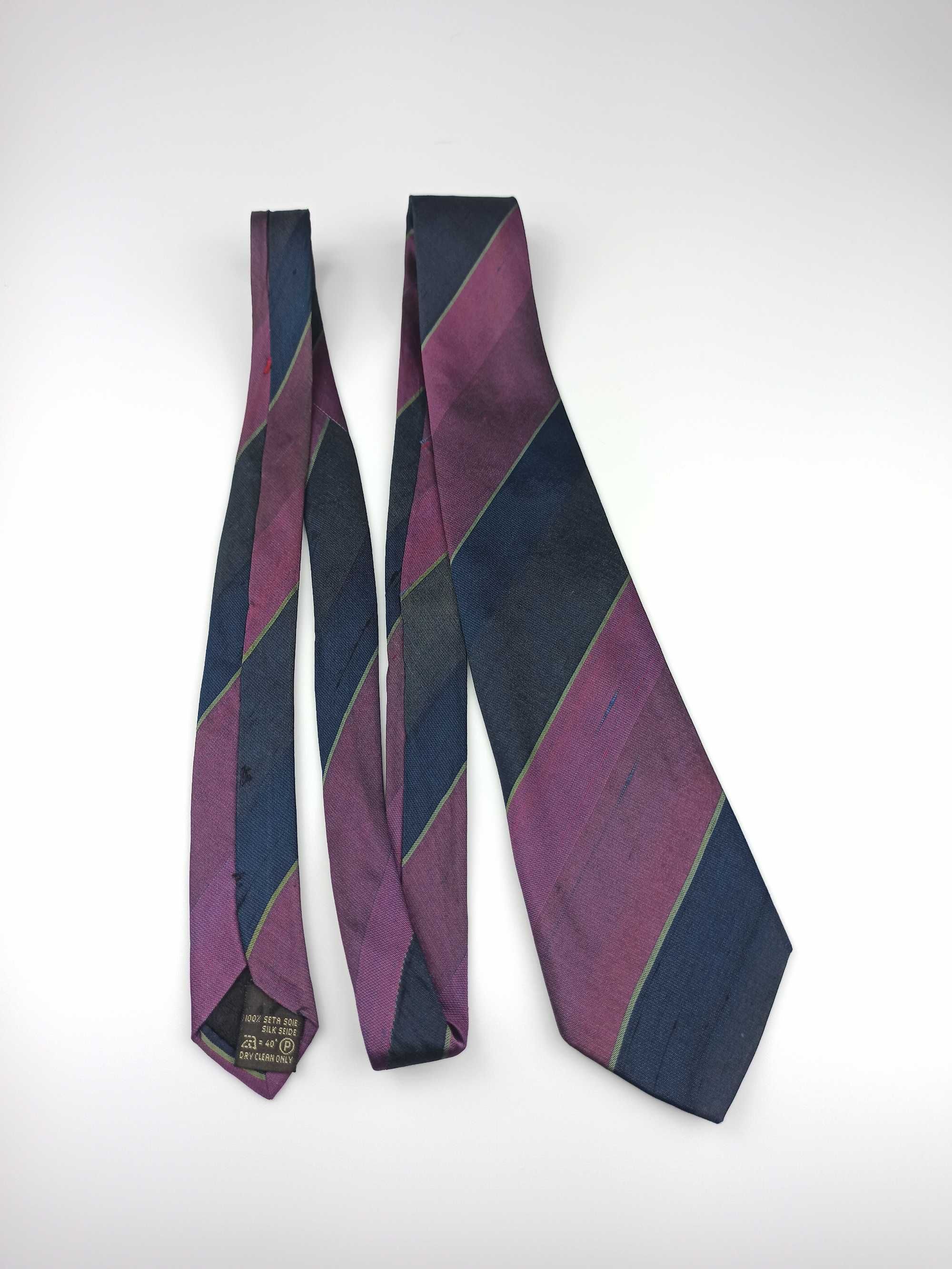 Ermenegildo Zegna fioletowy jedwabny krawat w paski vintage ulu60