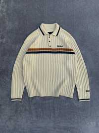 Kickers Stripe Chest Logo Knit Polo Shirt Cream Size:M-L светр лонг