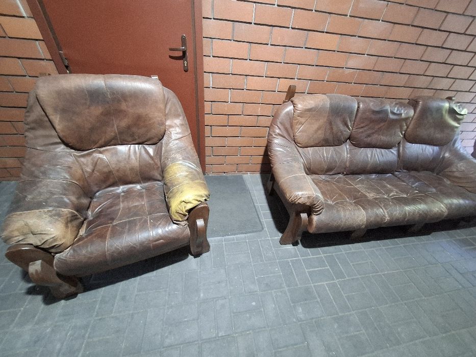 Wypoczynek skórzany drewno