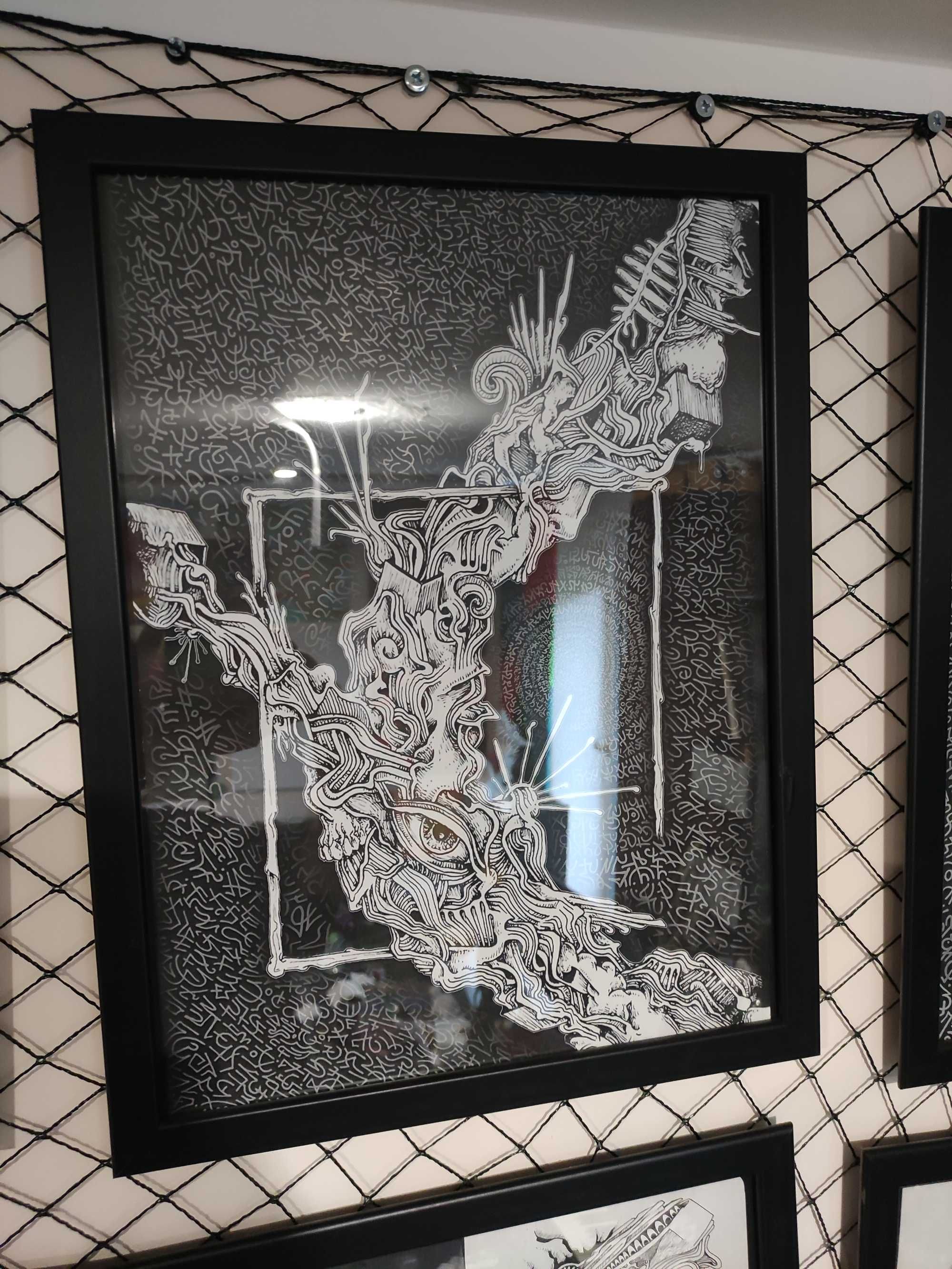 Obraz "POZA RAMĄ" 40x30 Abstrakcja Surrealizm  Polska grafika w ramie