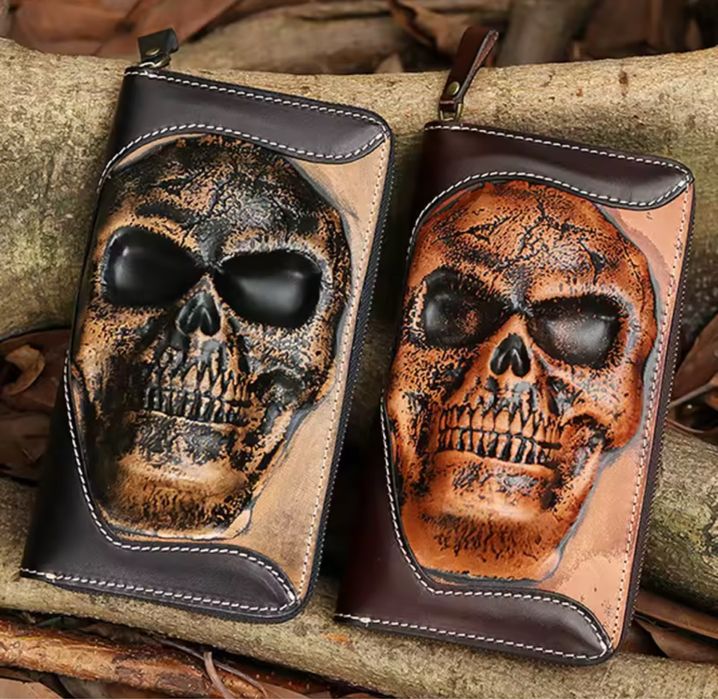 Portfel męski skórzany czacha czaszka