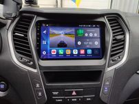 Магнитола мощная для Hyundai Santa Fe, с CarPlay +QLED 4GB оперативки.