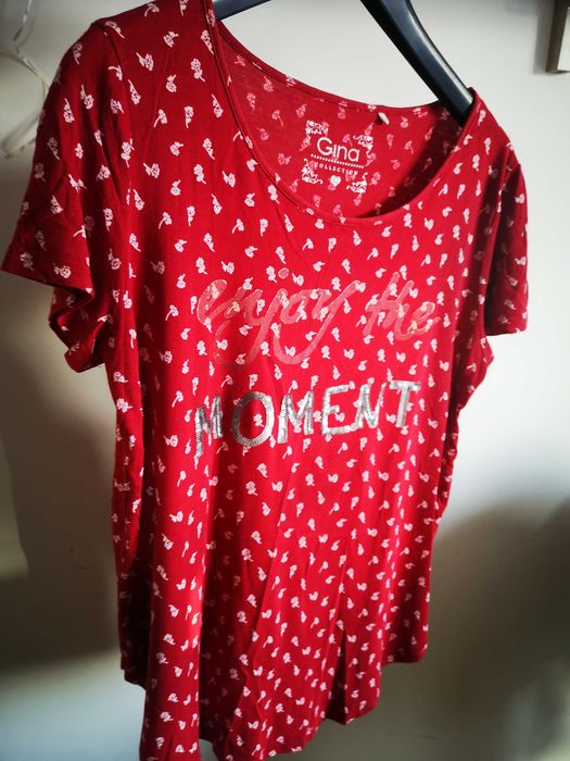 Gina czerwony t-shirt napis r. 42/XL