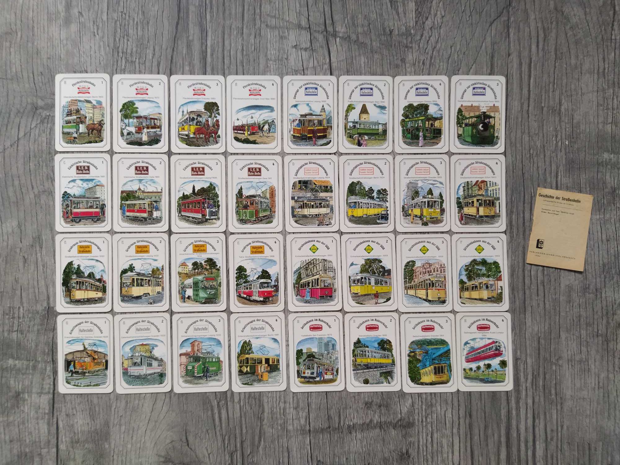 Vintage Gra karciana kwartet Historia tramwaju 1986r. j. niemiecki DDR