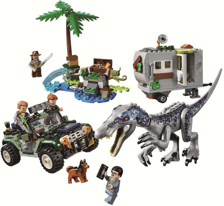 Klocki Jurassic Park Dinozaury Starcie z Barionyksem łączą się z lego