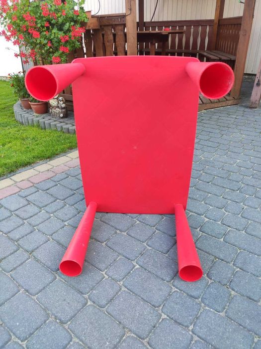 Czerwony stolik z niebieskim krzesełkiem, używane, IKEA, Mammut
