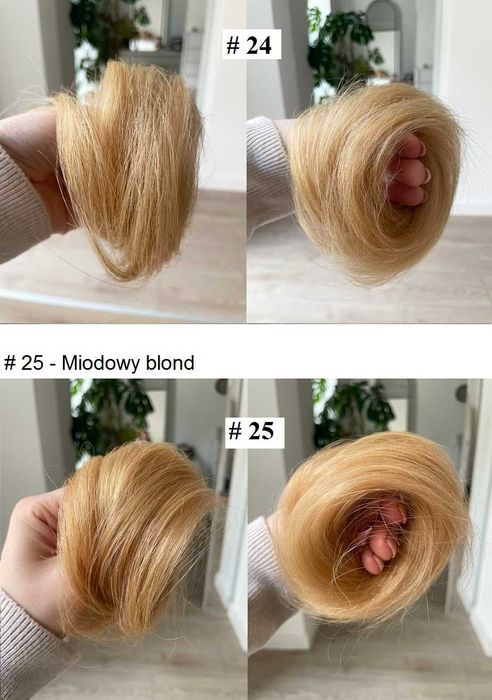 Doczepiany kok na gumce z włosów naturalnych  blond