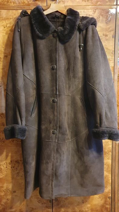 Kożuch damski brązowy