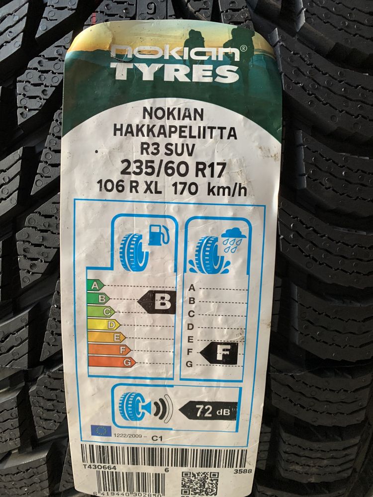 (4шт) нові 235/60R17 Nokian Hakkapeliitta R3 SUV (106R) зимові шини