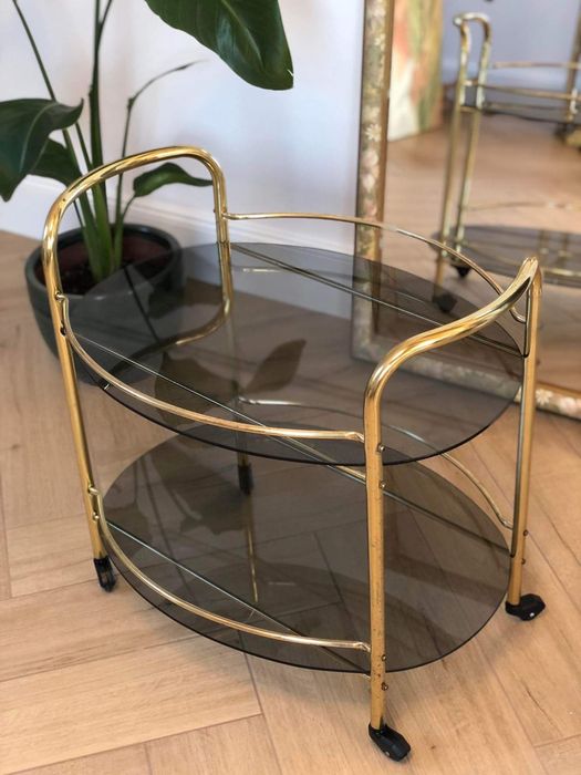 Barek mobilny vintage złoty stolik