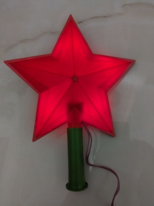 Светящяяся пластмассовая верхушка "Звезда" на ёлку, 20 см