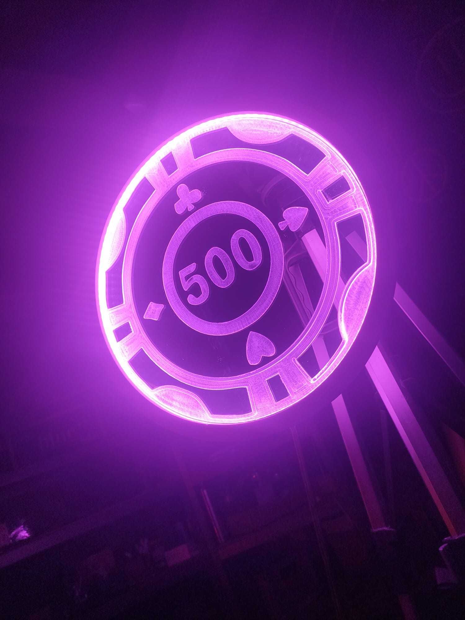 neon ledon lampa żeton kasyno