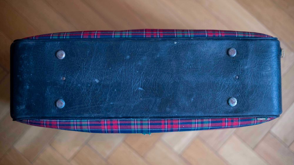 Walizka w szkocką kratę PRL Vintage Retro '70-'80 oldschool Neseser