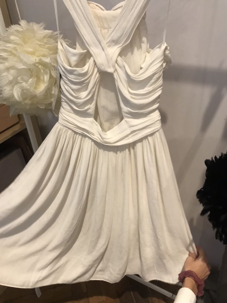 Sukienka zara xs s biel śmietankowa boho