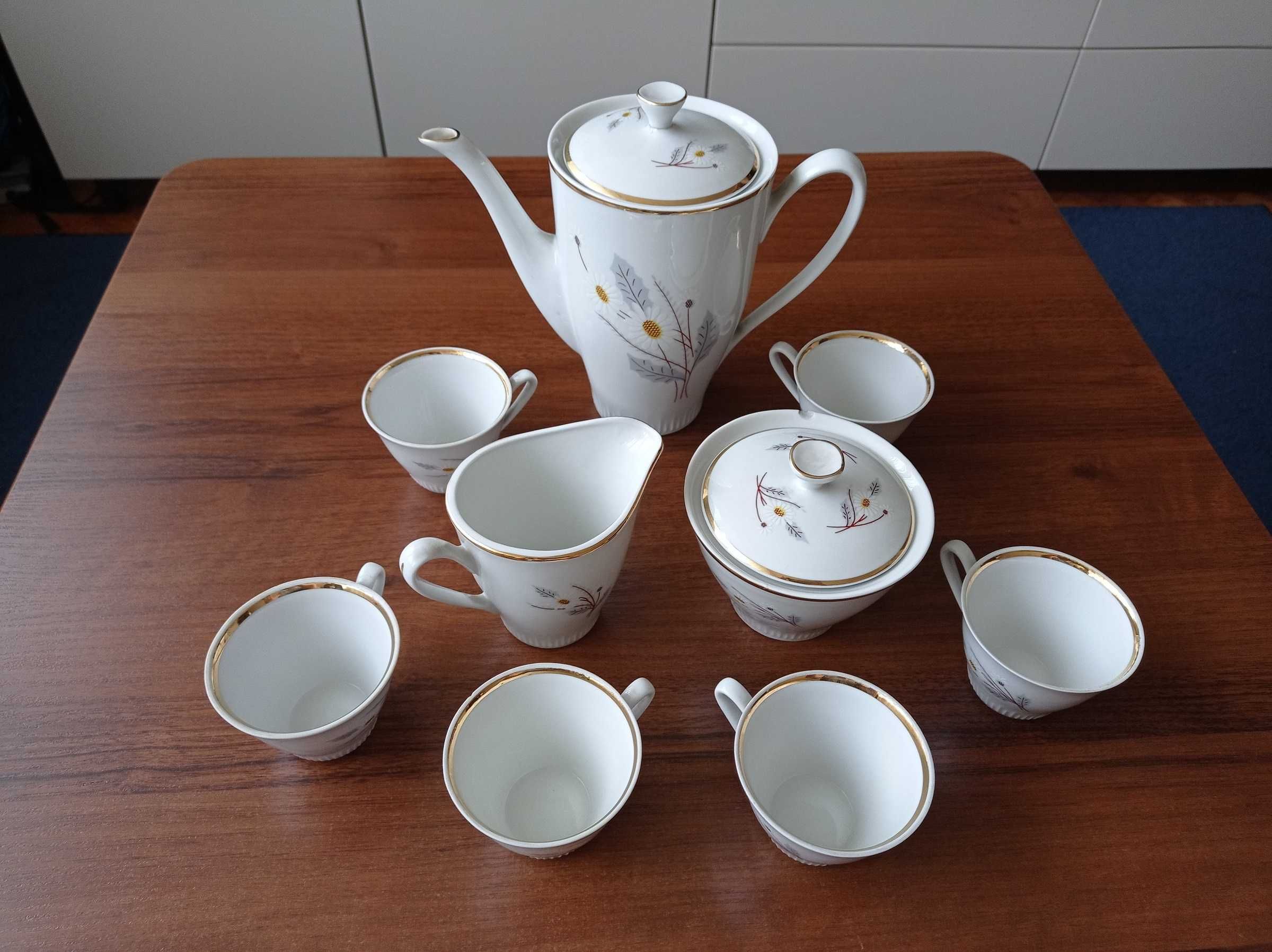 Porcelana Włocławek – rozbudowany serwis kawowy, vintage