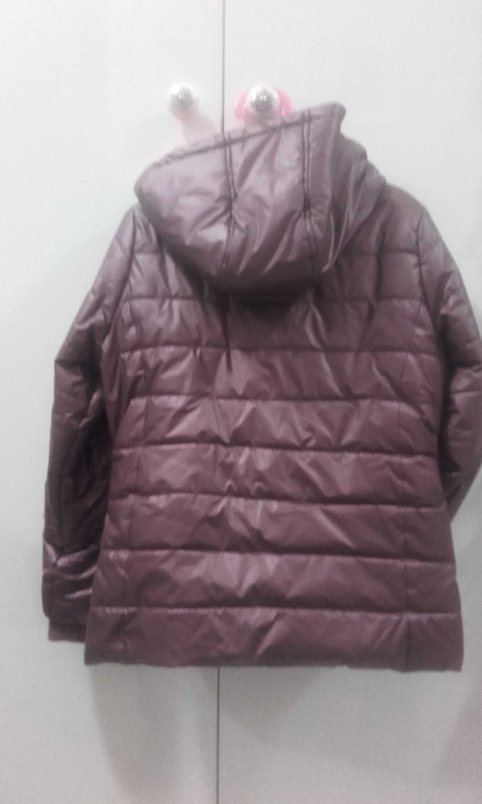 Kurtka dziewczęca ocieplana 128 cm zimowa na polarze z kapturem