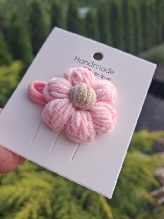 Gumka do włosów szydełkowy kwiatek