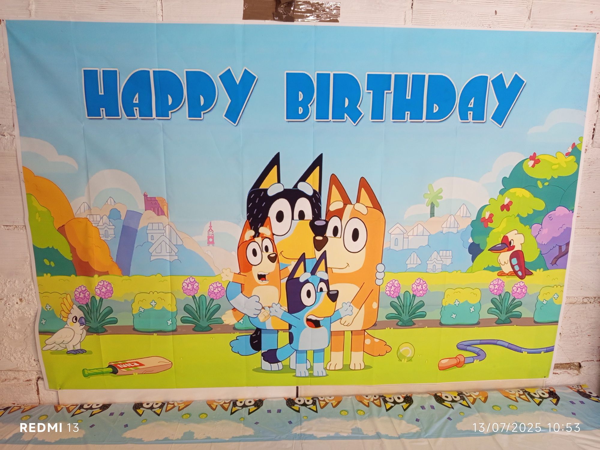 Tela bluey+toalha bluey aniversário