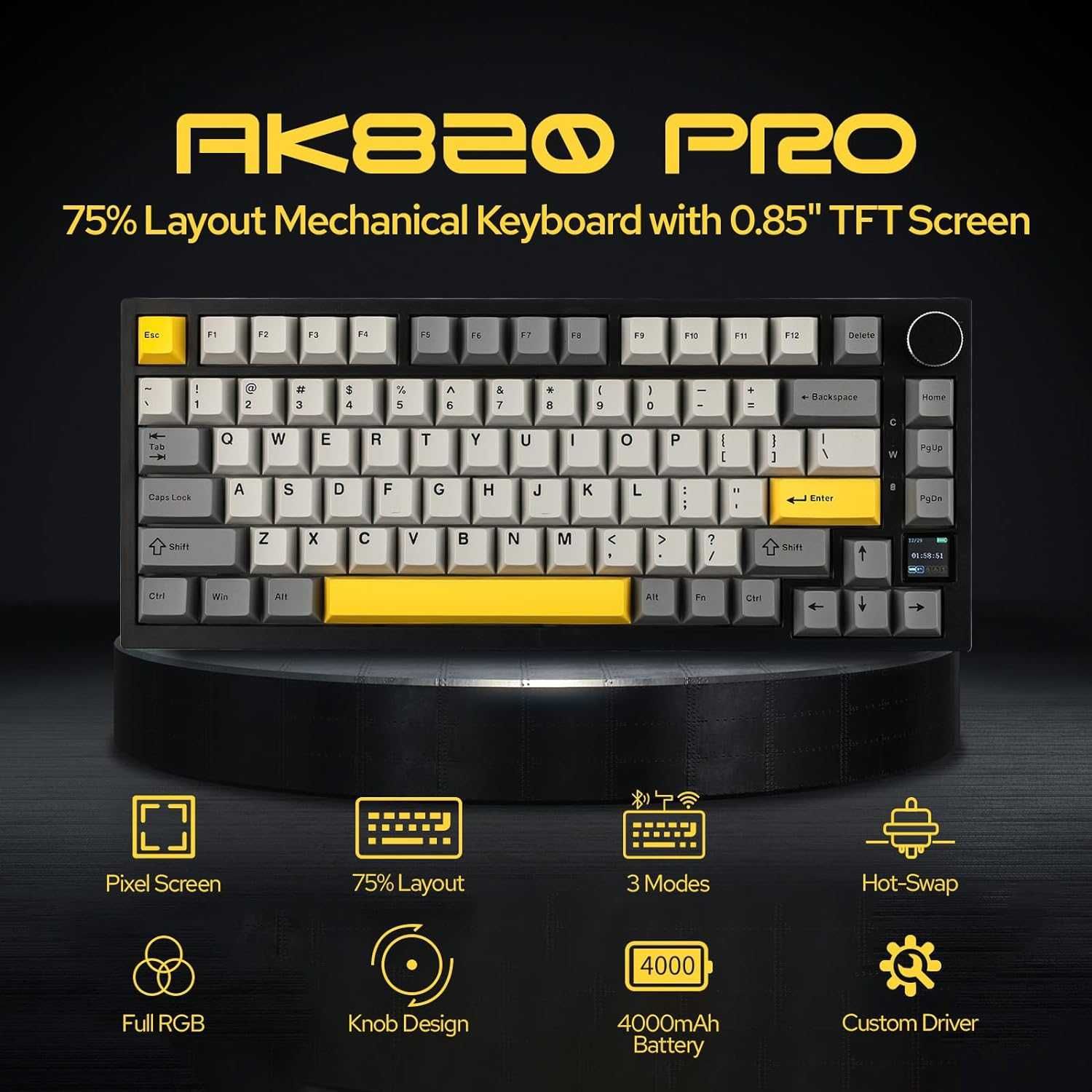 EPOMAKER Ajazz AK820 Pro Gasket USB C/Bluetooth klawiatura mechaniczna