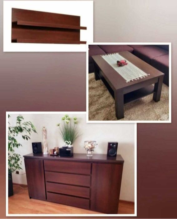 Komoda, stolik kawowy, półka wisząca w idealnym stanie