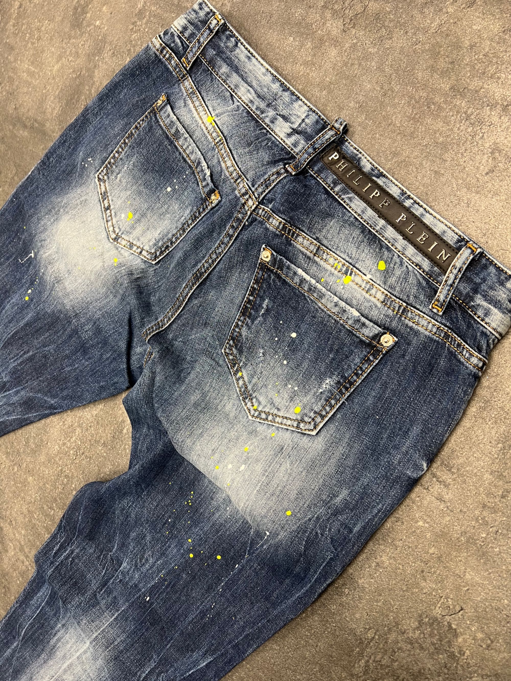 Spodnie jeans philipp plein męskie nity czaszka boyfrend