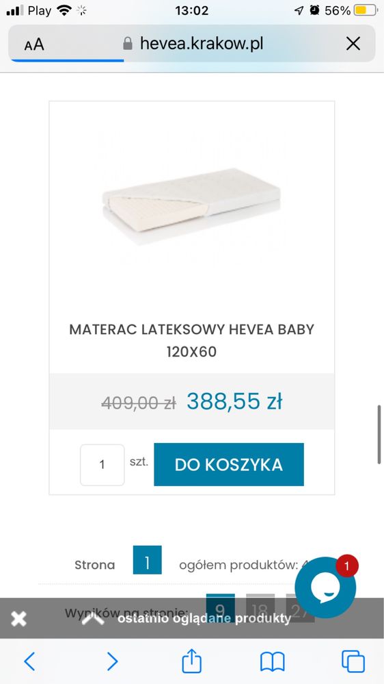 Materac havea baby 120cm x 60 cm