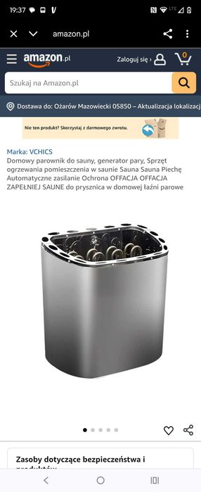 Sauna parowa Sauna grzejnik 6kW Sucha do kąpieli parowe nowy piec