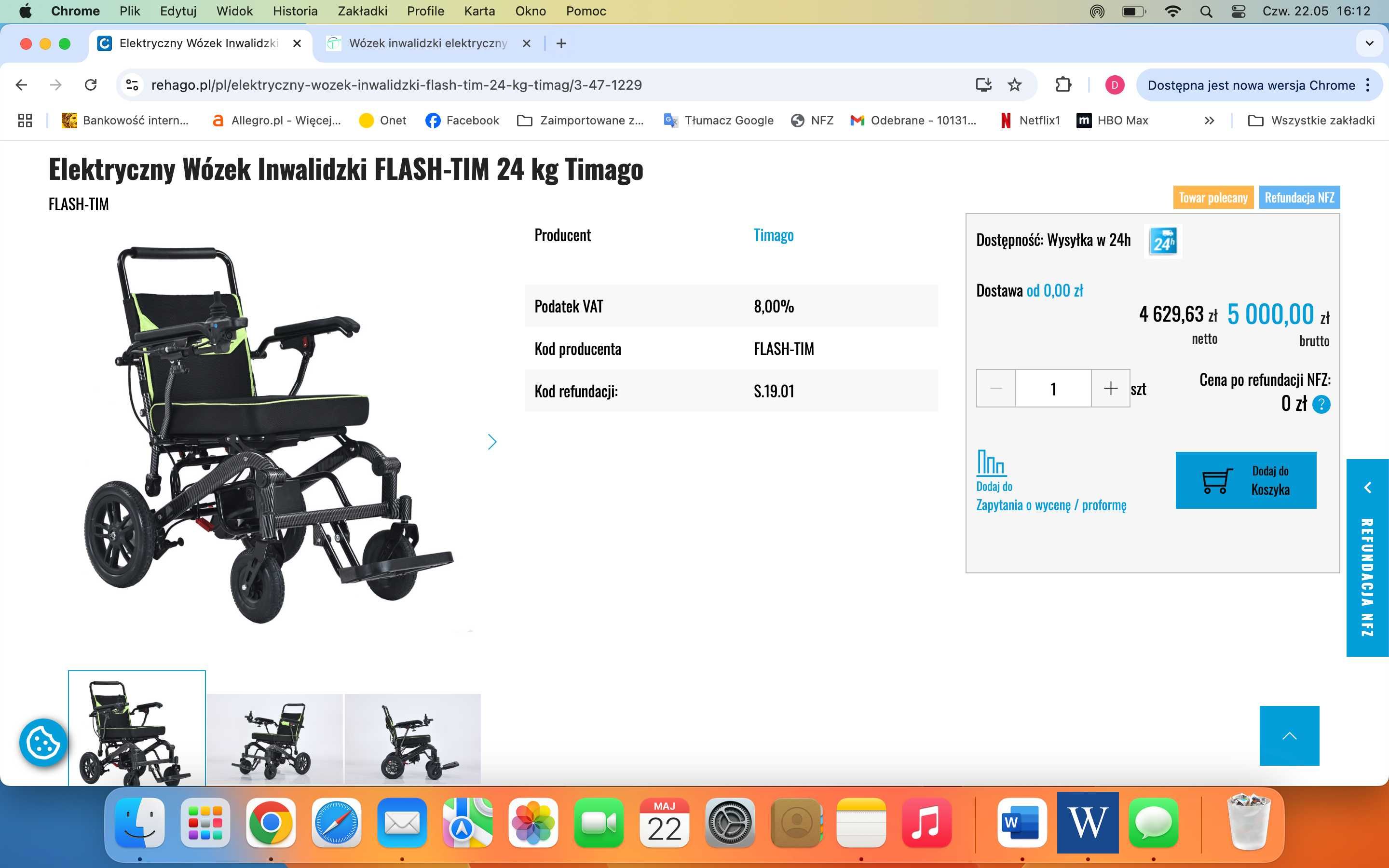 NOWY wózek elektryczny Timago Flash-Tim