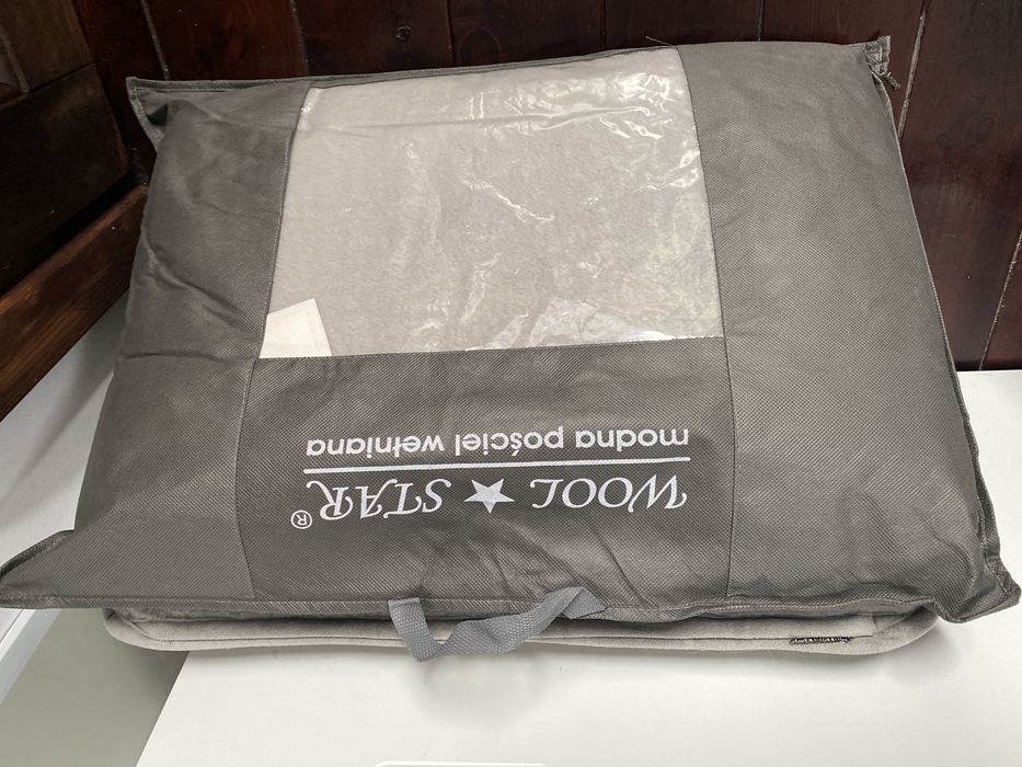 Komplet welniany koldra i 2 poduszki