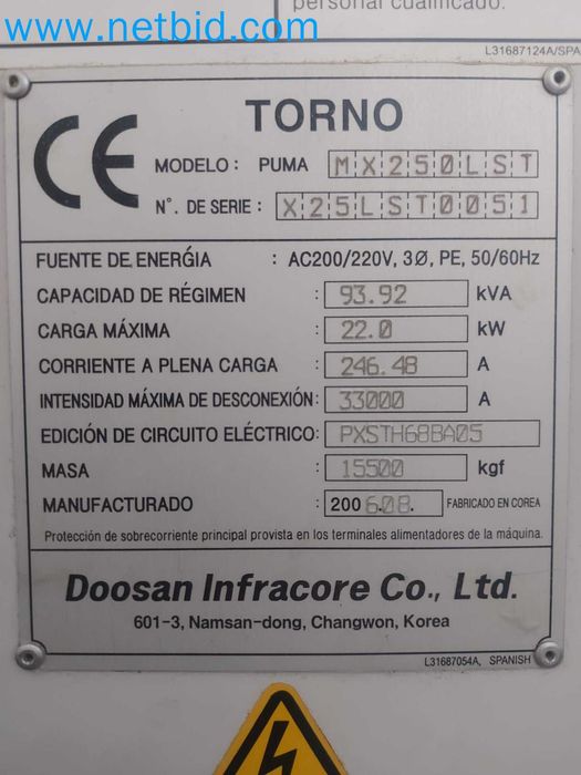 Centro de torneamento CNC DOOSAN PUMA MX 2500 LST