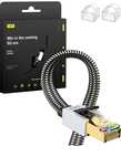 Cat8 kabel Ethernet 1 m, nylonowy pleciony kabel krosowy Lan Patch