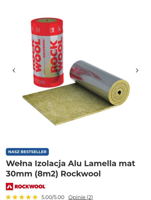 Wełna Izolacja Alu Lamella mat 30mm (8m2) Rockwool